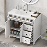 Modern Bathroom Vanity With Sink, 3 Drawers & 2 Doors