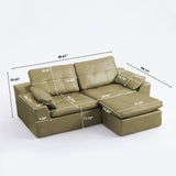 L - Shaped Modular 2 Seater Sofa With Movable Ottoman And High Density Sponge Cushions For Living Room