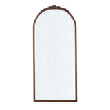 Hand Carved Rose Antique Mirror Frame, Large Arch Mirror Wall Decor For Living Room, Bathroom, Entryway - Brown