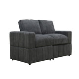 Oversized Modular Loveseat, 2 Piece Living Room Sofa Set - Dark Gray