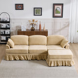 Cloud Sofa With Removable Ruffled Skirt With Ottoman And Flared Arms