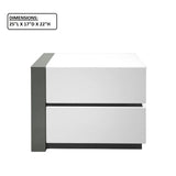 Nightstand Bedside Table With 2 Drawer For Bedroom - White / Silver