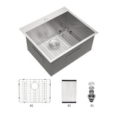 Premium Laundry Drop In Utility Sink 16 Gauge Stainless Steel, Topmount