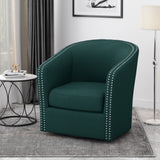 Modern Upholstered Swivel Club Chair With Nailhead Trim
