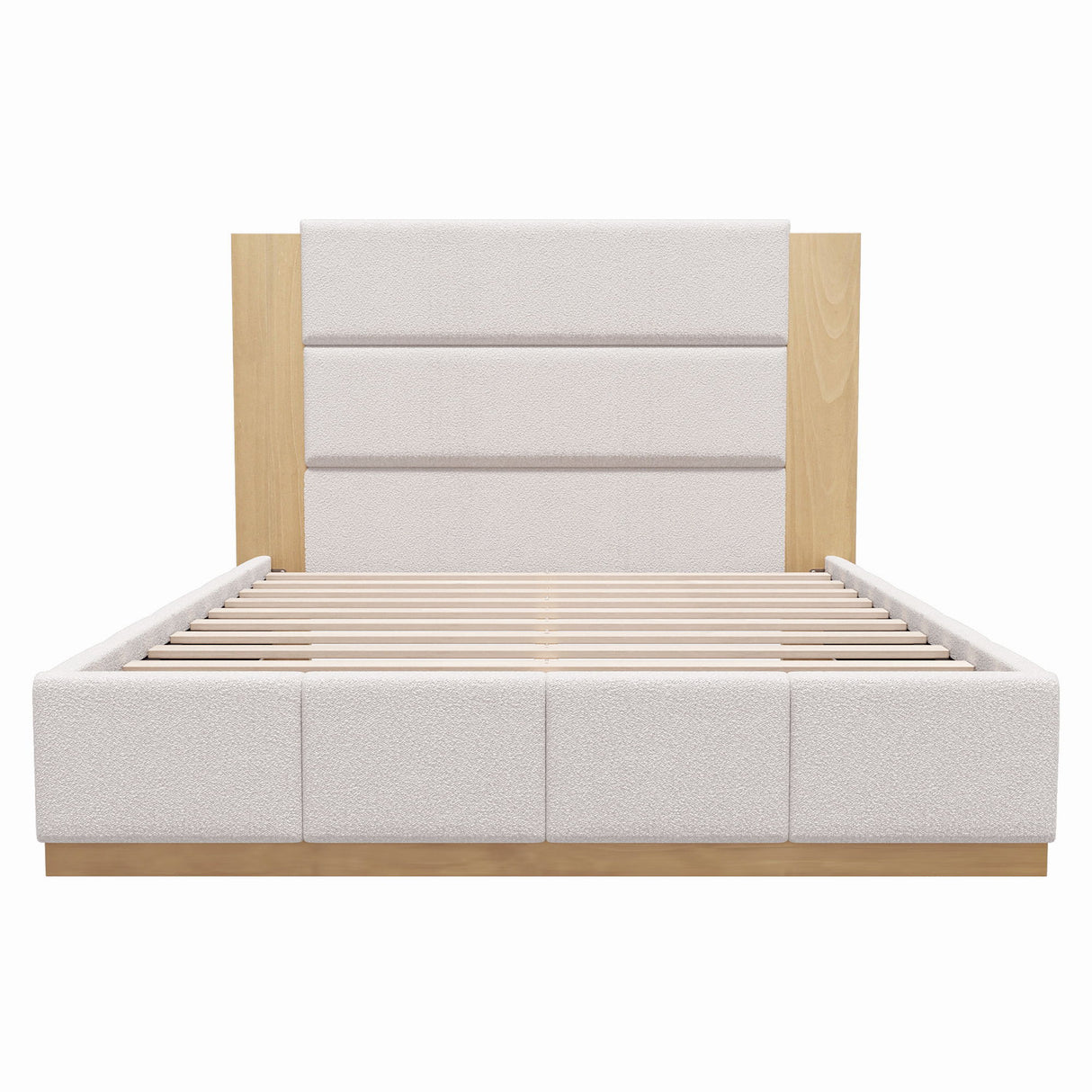 Modern Upholstered Platform Bed With Extended Headboard