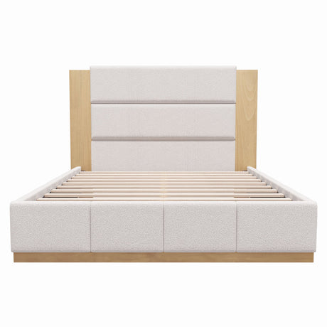 Modern Upholstered Platform Bed With Extended Headboard