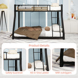 Bunk Bed Frame With Ladder And Guardrail, Heavy Duty Noise Free Design Metal Construction