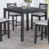 Dining Table Set With 4 Cross Back Chairs, Upholstered Cushions - Charcoal