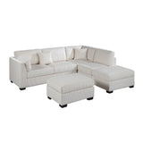 Sectional Sofa Set With Reversible Left / Right Chaise And Matching Cocktail Ottoman