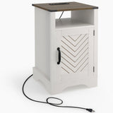 Farmhouse Nightstand With Charging Station & Storage