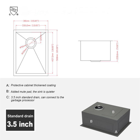 Modern Style Undermount Sink With Stainless Steel, Deep Single Bowl