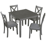 5 Piece Dining Table Set With 4 Chairs For Kitchen - Gray