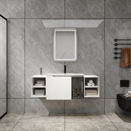 Wall Mounted Bathroom Vanity With Sink, Cabinet & Half Door