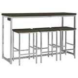 4 Piece Counter Table Set With Built In Power Outlet - Brown