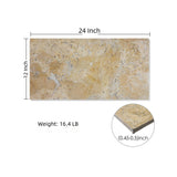 Marble Tile For Floor And Wall Honed 12 X 24" Stone (Set of 4) - Beige / Gold