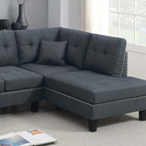 2 Piece Sectional Set With Nailhead Trim, Sofa And Matching Accent Pillows - Charcoal