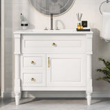 Freestanding Bathroom Vanity With Sink, Adjustable Shelf, Flip Drawer