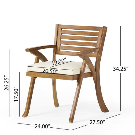 Outdoor Hermosa 5 Piece Wood Dining Set With Cushions - Teak / Beige