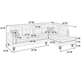 2 Piece Sectional Set With Nailhead Trim, Sofa And Matching Accent Pillows - Charcoal
