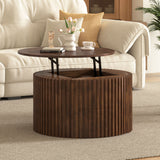 Round Lift Top Coffee Table With Hidden Storage For Living Room