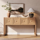 Geometric Carved Console Table With 3 Soft Close Drawers