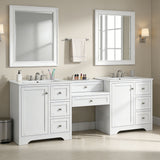 Double Sink Bathroom Vanity With Countertop, 2 Ceramic Sinks, 6 Drawers, Soft Close Design