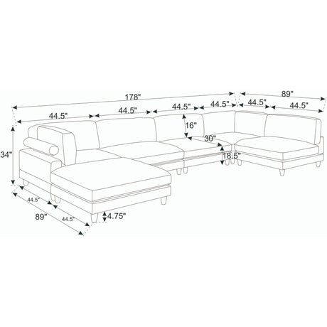 Modern Modular Sectional With Adjustable Back Support
