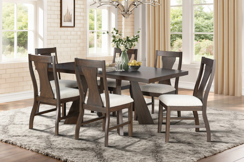 Chestnut Ridge Dining Set w/ 6 Chairs - D4124-10-BRN+D4124-20-BRNx6