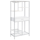 Draper - 5 Shelf LED Wine Cabinet With Pull Out Drawer - Gloss White