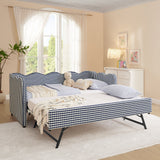 Gingham Daybed With USB Charging Port, Wave-Shaped Design