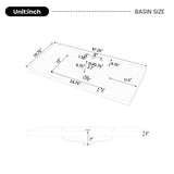 Vanity Top With 3 Faucet Holes, Rectangular Basin For Bathroom - White