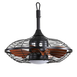 Outdoor Ceiling Fan With DC Motor And LED Light, Blades, Reversible For Patios - Black