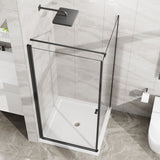 Corner Shower Enclosure, Frameless Pivot Door - Matte Black