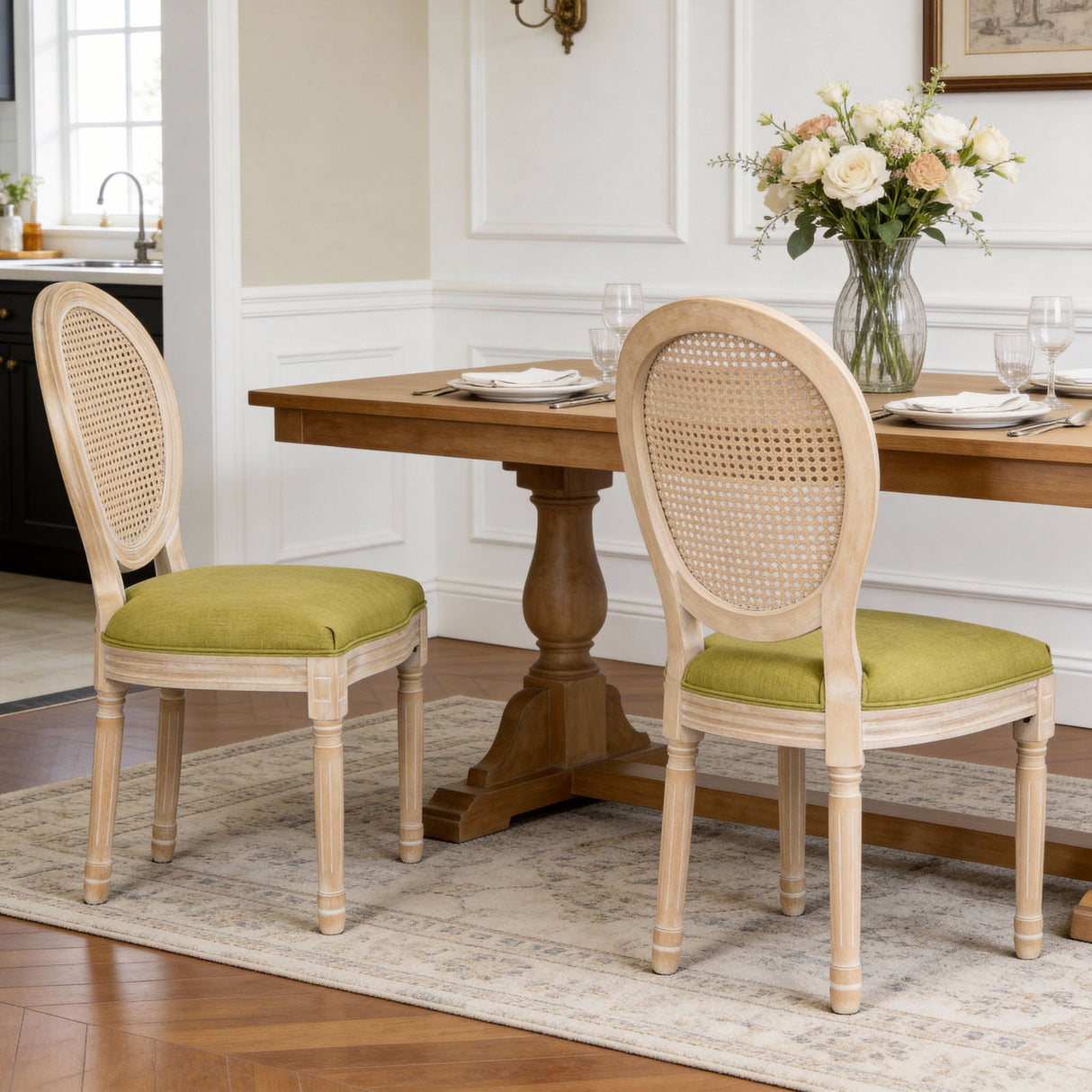 French Country Dining Chairs & Round Back (Set of 2)