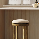 Backless Swivel Stool With Upholstered Seat