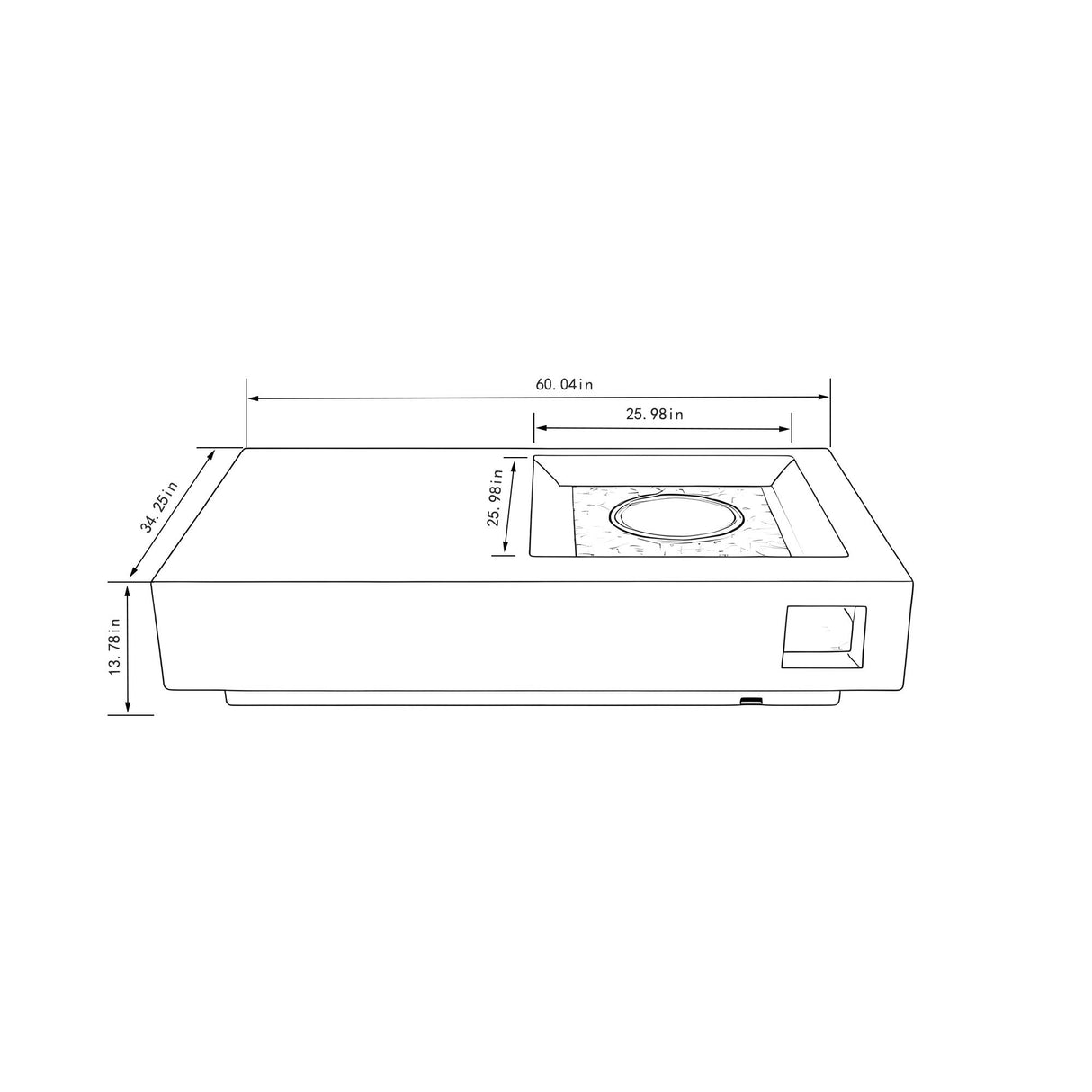 Propane Gas Fire Pit Table, 50000 Btu, Rectangular For Outside - Light Gray