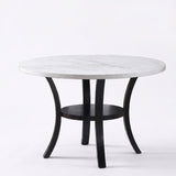 Round Dining Table With Open Bottom Shelf - Black / White
