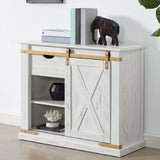 Console Table With Storage Drawer And Open Shelves - Antique White / Gold