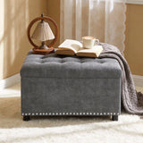 Square Tufted Storage Ottoman With Nailhead Trim
