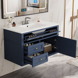 Modern Wall Mounted Floating Cabinet With Double Drawer And Sink