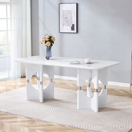 Modern Dining Table With Sleek Hollow-Out Frame And Accents