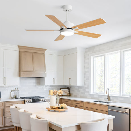Reversible DC Motor Ceiling Fan With Dimmable LED Light For Living Room