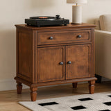 Nightstand With Charging Station Bedside Table With Drawer And Double Door Storage