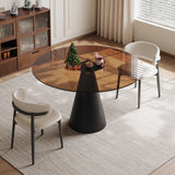Round Dining Table - Black / Brown - Glass