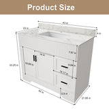 Bathroom Vanity Set, Fluted Cabinet, Soft Close Doors & Drawers, Single Faucet Hole, Sink Included - White