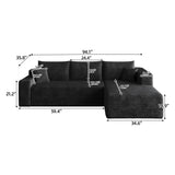 Cloud Sectional Sofa, Comfort U-Shaped Sofa For Living Room - Black