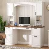 Farmhouse Computer Desk With Hutch