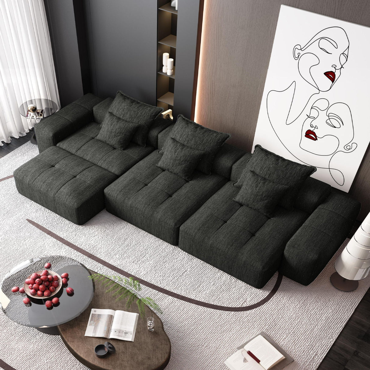 Modern Oversized Diy Combination, Modular Sectional Sofa With Pillows