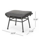Outdoor Modern Boho Wicker Ottoman With Cushions (Set of 2)