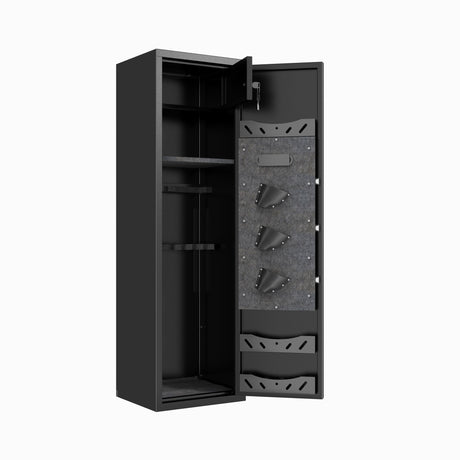 High Large Capacity Mechanical Gun Safe For Rifles & Handguns, Digital Password Lock, Built In Independent Lock Box, Adjustable Shelves - Black